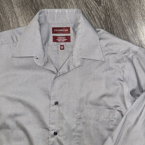 Covington Men’s Med 15-15.5 32-33 Gray Wrinkle Free Stain Free Shirt Long Sleeve